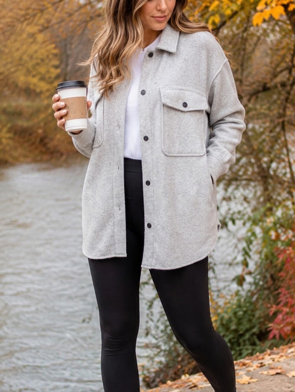 Zara Light Gray Utility Jacket Shacket Women's Size S Overshirt Coat